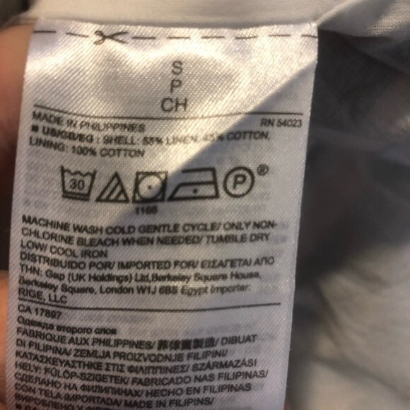 BANANA REPUBLIC Small Linen Striped Peach Blue White Mini Skirt Lined Pull-On - Picture 7 of 7